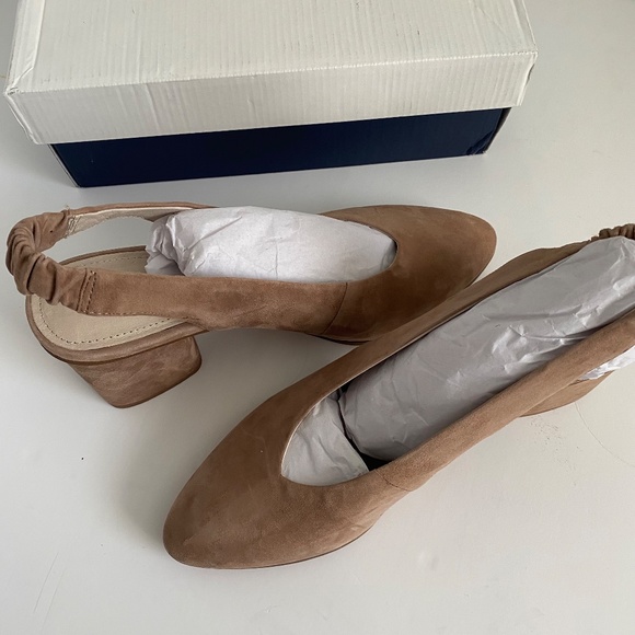 Caslon Tan Suede Block Heel Slingbacks - Picture 4 of 11